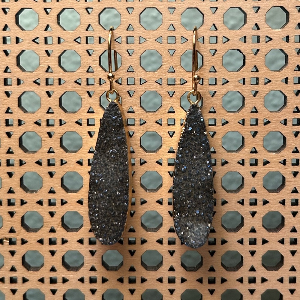 Gold Plated Teal Stone Dangle Earrings ☁️